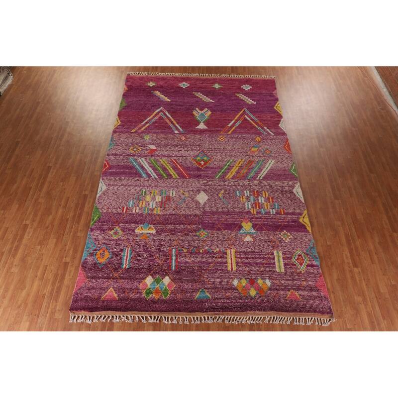 Tribal Moroccan Oriental Large Area Rug Handmade Wool Carpet - 9'6" x 14'8"