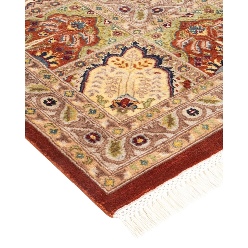 Overton Hand Knotted Wool Vintage Inspired Traditional Mogul Brown Area Rug - 9 x 12