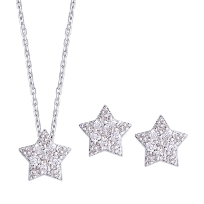 Victoria Townsend .925 Sterling Silver .23ct Diamond Star Necklace and Earrings Set