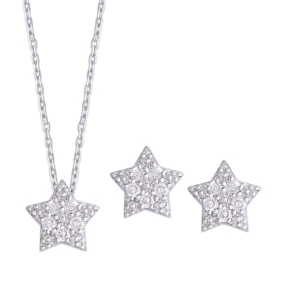 Victoria Townsend .925 Sterling Silver .23ct Diamond Star Necklace and Earrings Set