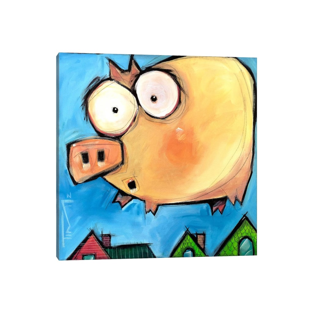 iCanvas "Flying Pig First Flight" by Tim Nyberg Canvas Print