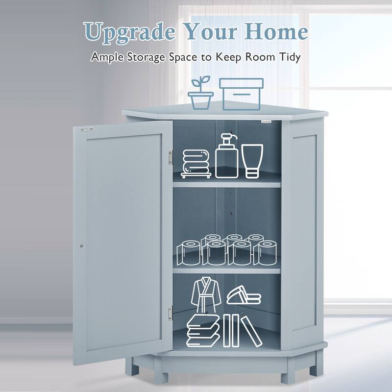 Bathroom Cabinet Triangle Corner Storage Cabinet with Adjustable Shelf