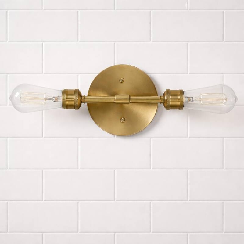 Tonula Double-Light Wall Sconce with Satin Brass Finish