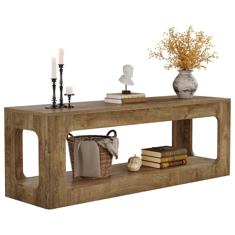 63-Inch Entryway Table with Storage Shelf, 2-Tier Sofa Console Table for Living Room, Hallway, Foyer