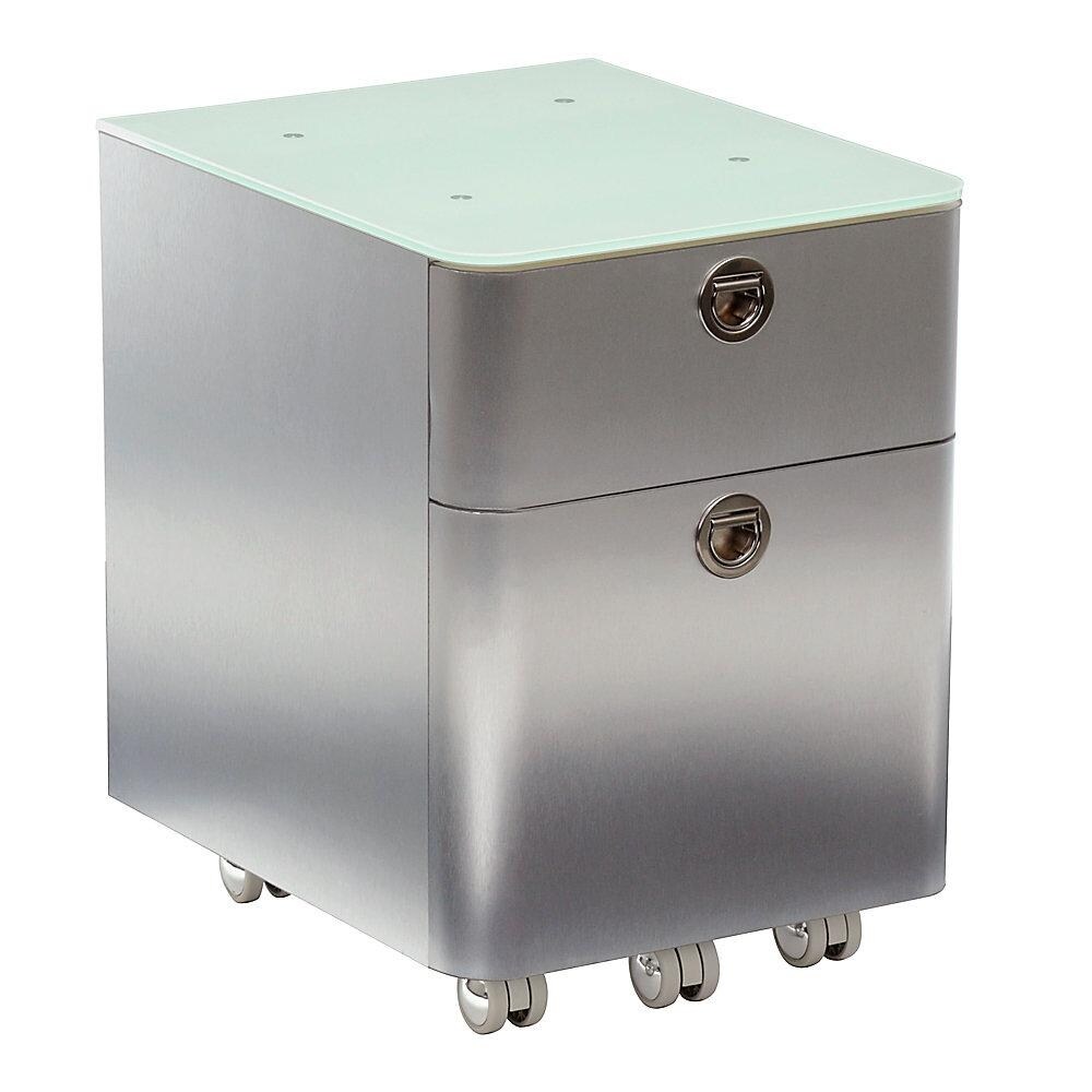 Shop Forward Furniture Brilliant 2 Drawer Mobile File Cabinet Commercial Grade Tempered Glass Top Overstock 31099009