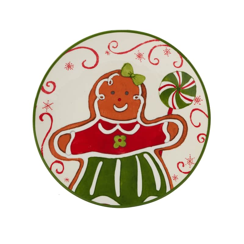Certified International Holiday Magic Gingerbread 6" Canape/Luncheon/Snack Plates, Set of 4