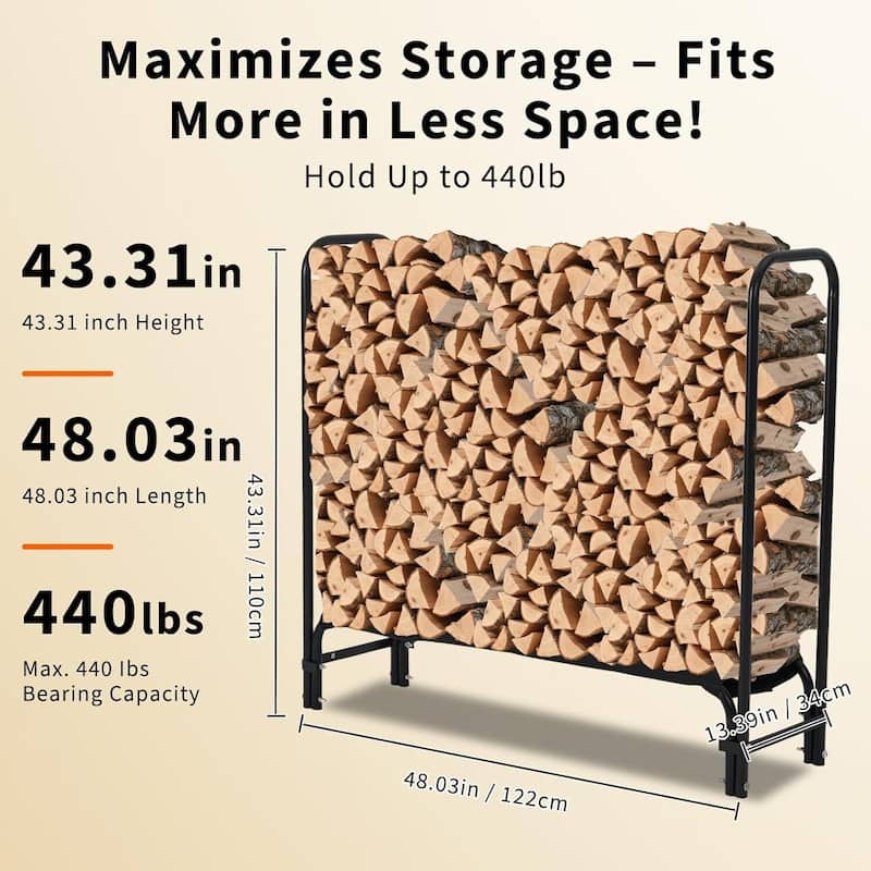 Firewood Rack Storage Cover Set for Patio Outdoor Use Backyard with Waterproof Cover