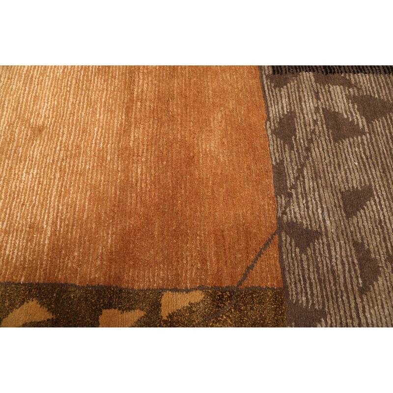 ECARPETGALLERY Hand-knotted Opulence Light Brown Silk, Wool Rug - 9'1 x 11'8