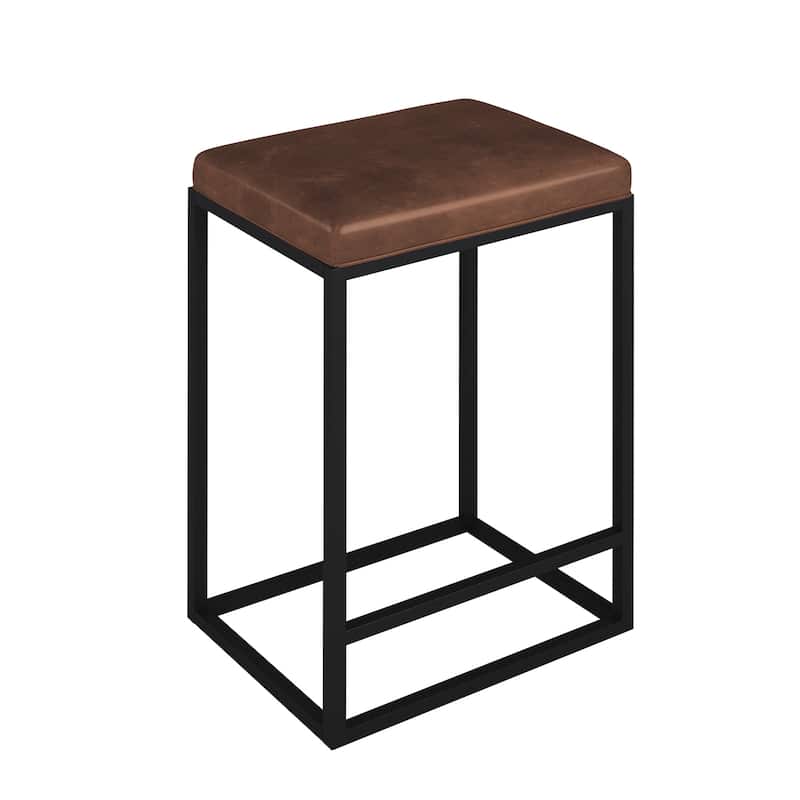 (Set of 2)Indoor Metal Faux Leather Bar Stools Bed Bath & Beyond