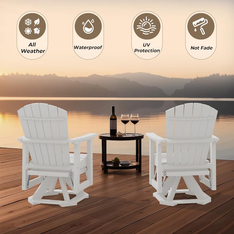Set of 2 HDPE Adirondack Swivel Gliders, Outdoor Patio Chair Set