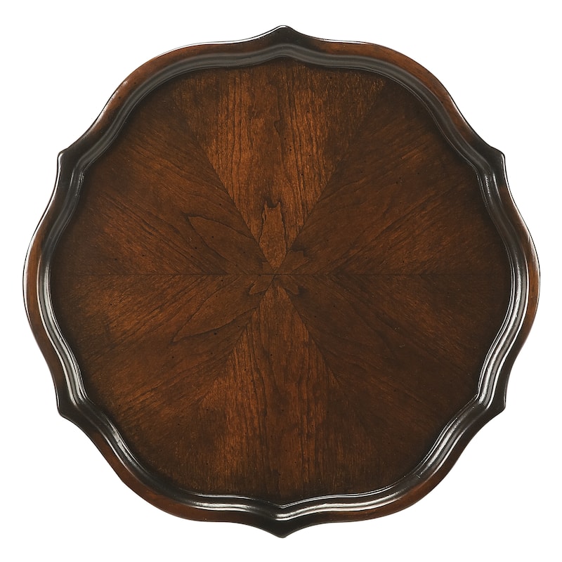 Chatsworth 13.75 in. W x 36.5 in. H Round Wood Scalloped Edge 3 Leg Pedestal Plant Stand