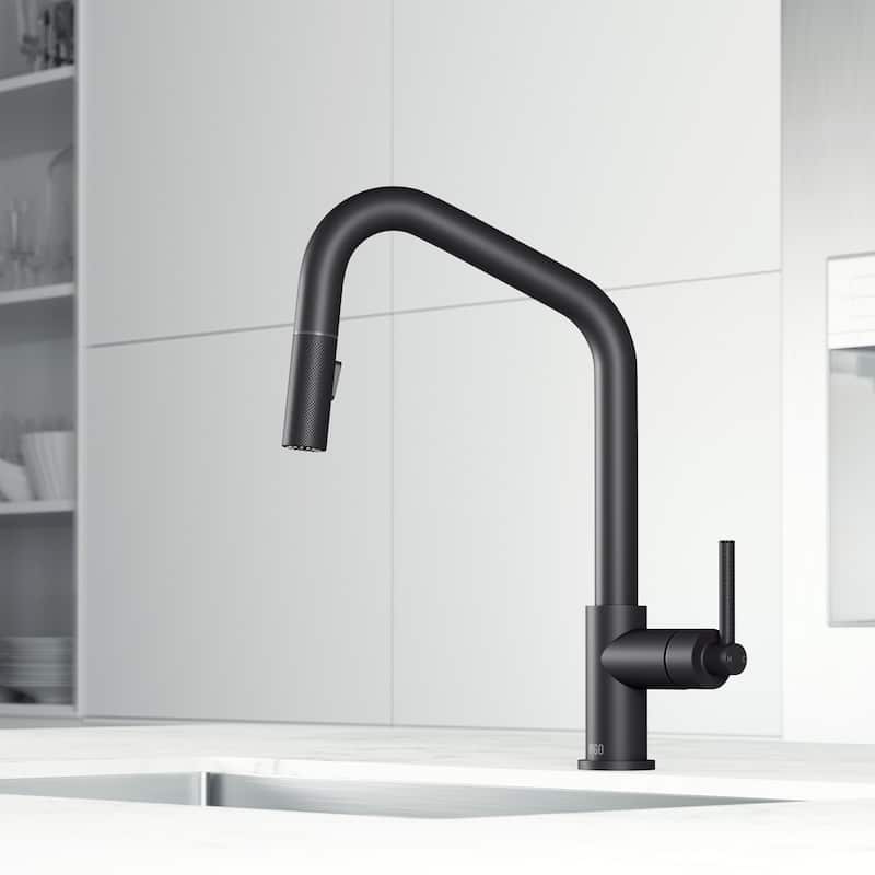 VIGO Utopia 14" H Single Handle Pull-Down Sprayer Kitchen Bar Faucet
