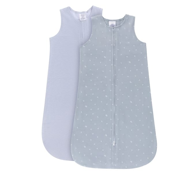 slide 1 of 1, Ely's & Co. Baby Wearable Blanket - Sleep Sack - Blue Leaf & Stripes - 2 Pack 12 Months - Blue