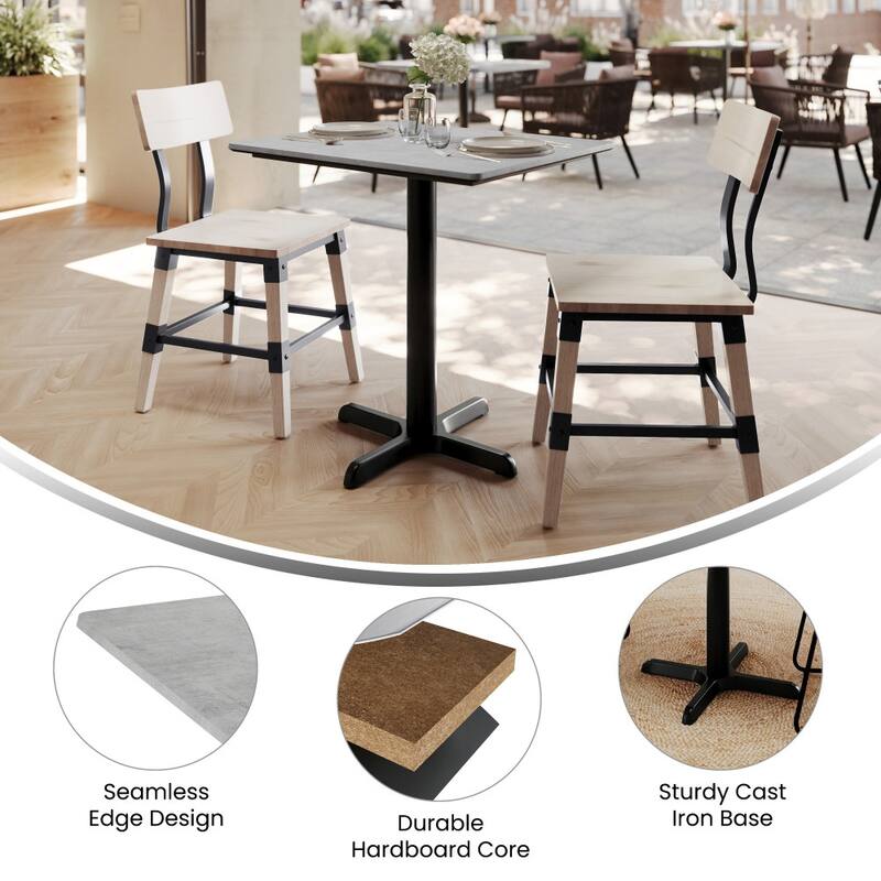 Commercial HPL Tabletop with Table Height Crisscross Base - 29.75"W x 23.75"D x 29.5"H