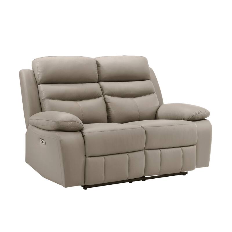 Hanna Power Dual Recliner Loveseat, Latte Brown Leather, USB, 64 Inch
