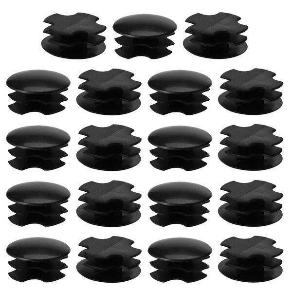 1" 25mm OD Plastic Black Round Tube Insert Pipe Protector, 0.91"-1" Inner Dia 19pcs