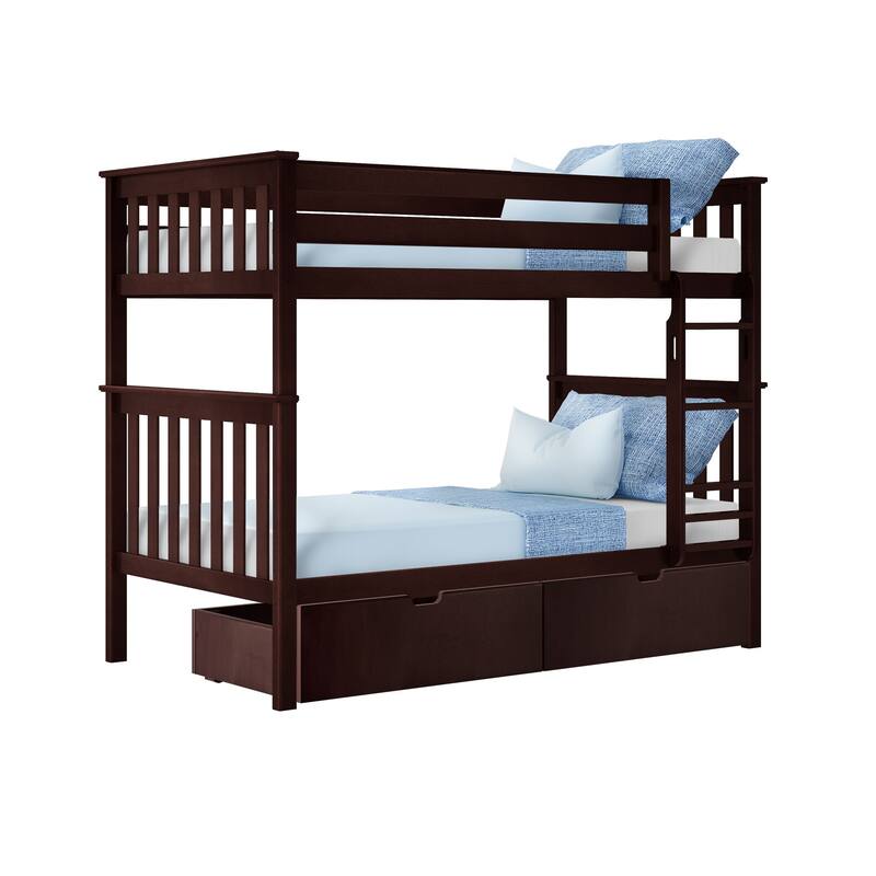Max and Lily Twin Bunk Bed with Storage Drawers