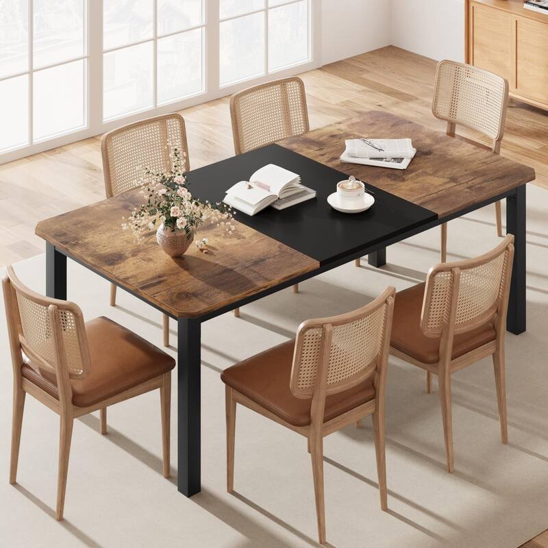 Dining Table for 6-8 People, 78.7" Rectangle Wood Kitchen Table