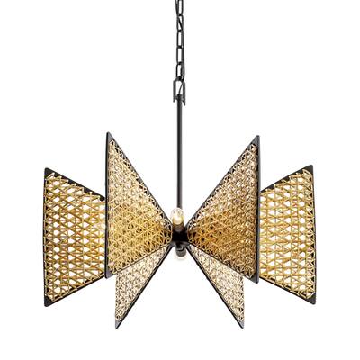 Machina 6-Light Hand-Woven Rattan Chandelier - Matte Black/Sulihiya