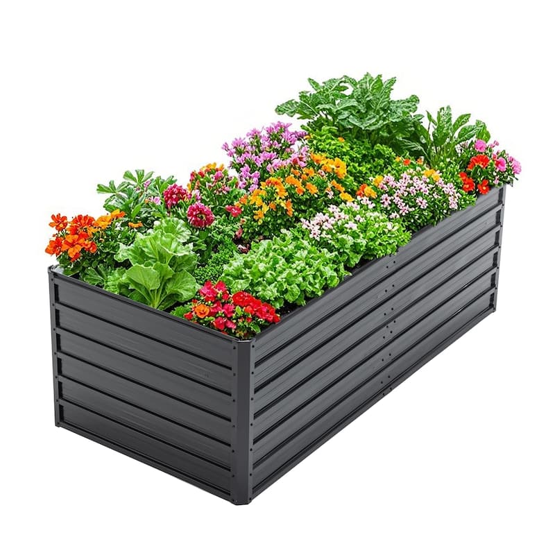 GDFStudio - Olivia Outdoor Galvanized Steel Raised Garden Bed Planter Box