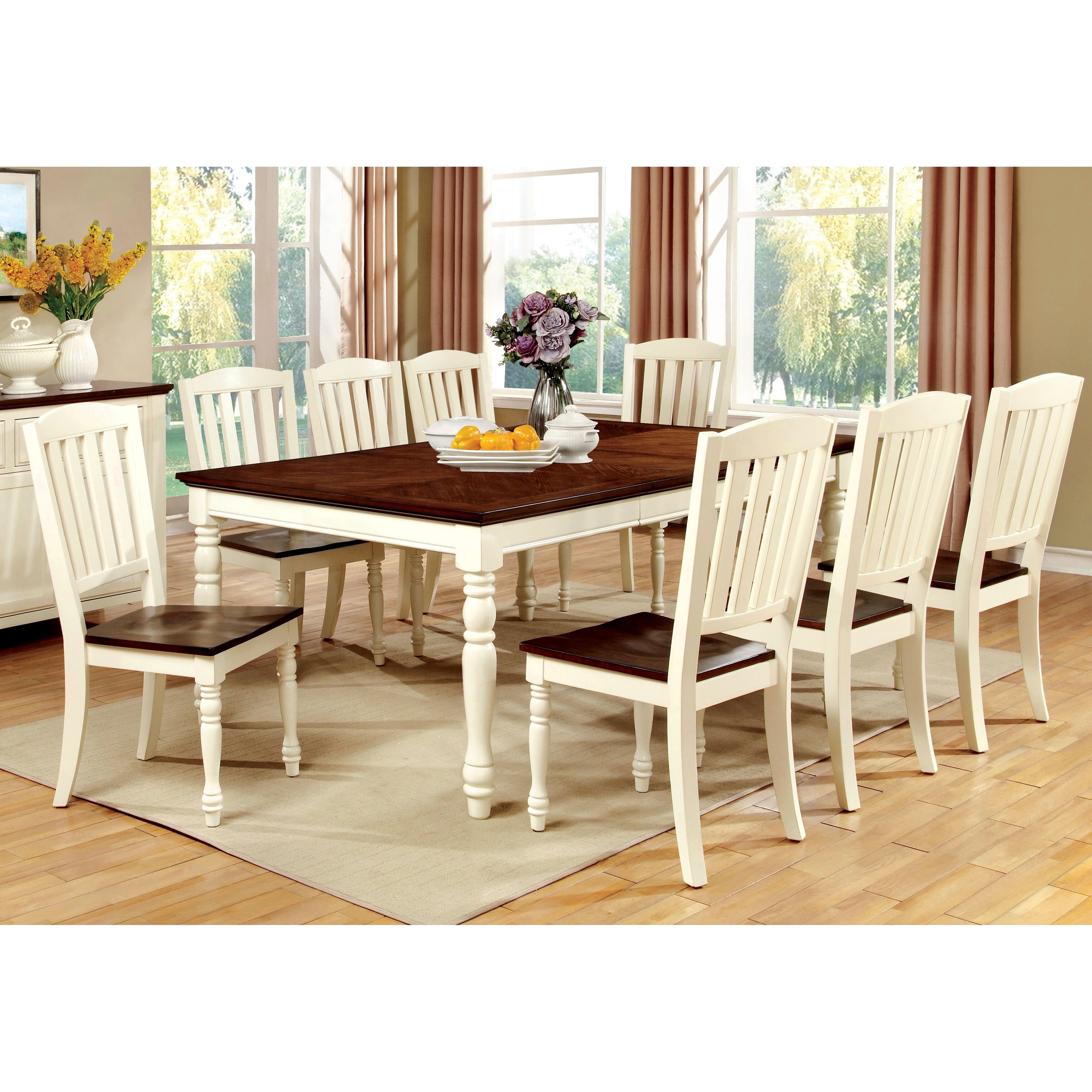 Furniture of America Bethannie 2-tone 78-inch Expandable Dining Table