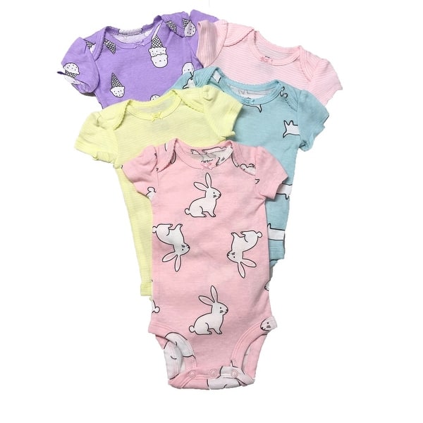 Shop Carter S Baby Girls 5 Pack Bodysuits Ice Cream And Animals Overstock 28290632 White 3 6 Months