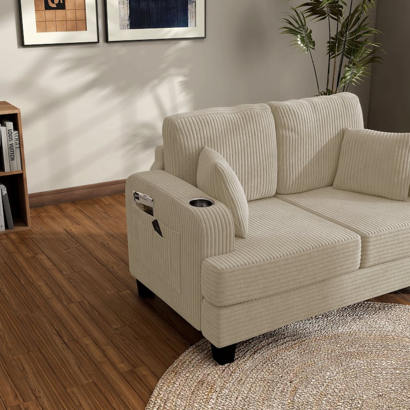 Furniture of America Xenia Modern Chenille Loveseat with Cup Holders