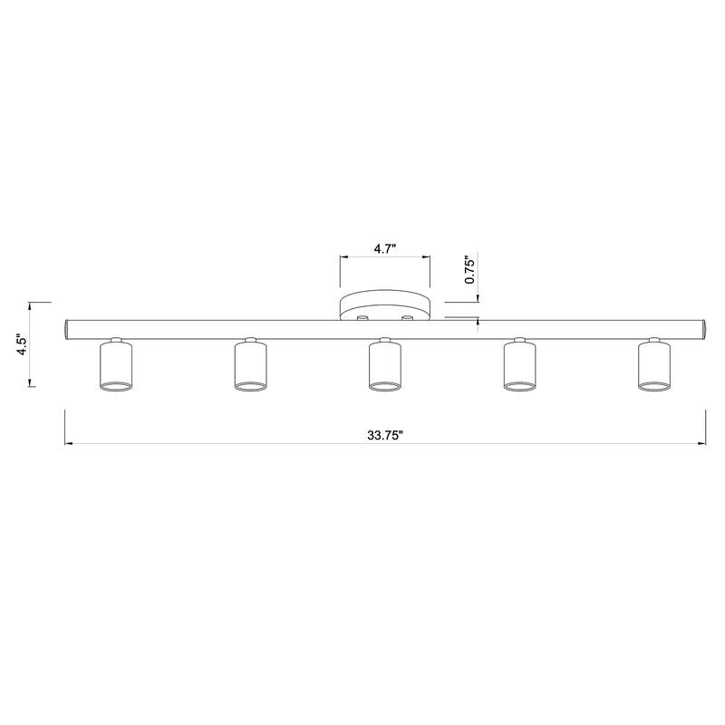 Emery Matte Black 5-Light Metal Linear Flush Mount