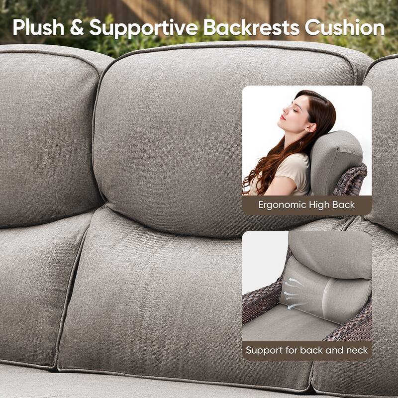 Pocassy Outdoor 2 Person Sofa Patio Loveseat with Comfy Cushions