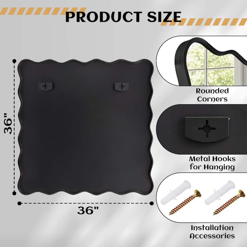 Rectangle Metal Framed Irregular Wavy Wall Mirror