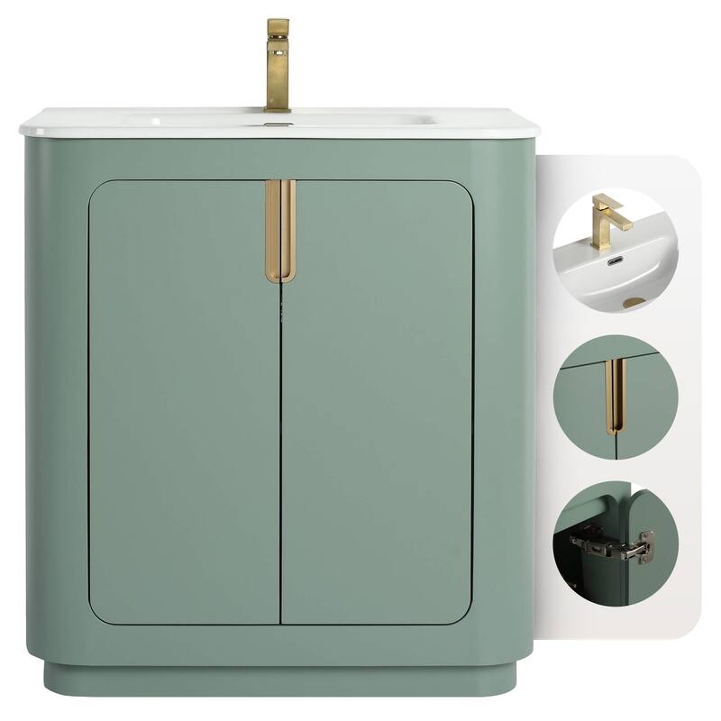 Fine Fixtures Shireplace Bathroom Vanity with Sink - 30 Inch - Mint Green