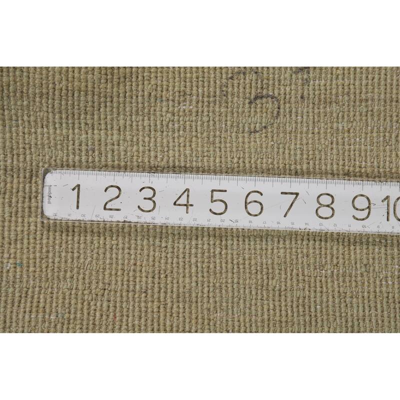 Modern Gabbeh Oriental Foyer Rug Hand-Knotted Green Wool Carpet - 2'7"x 4'0"