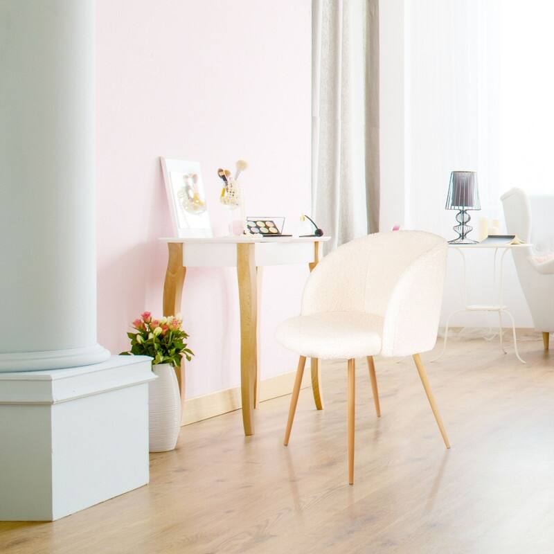 2-Piece Adjust Legs Upholstered Teddy Dining Chair