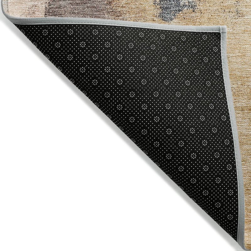 Machine Washable Indoor/ Outdoor Contemporary Abstract Chantille Rug