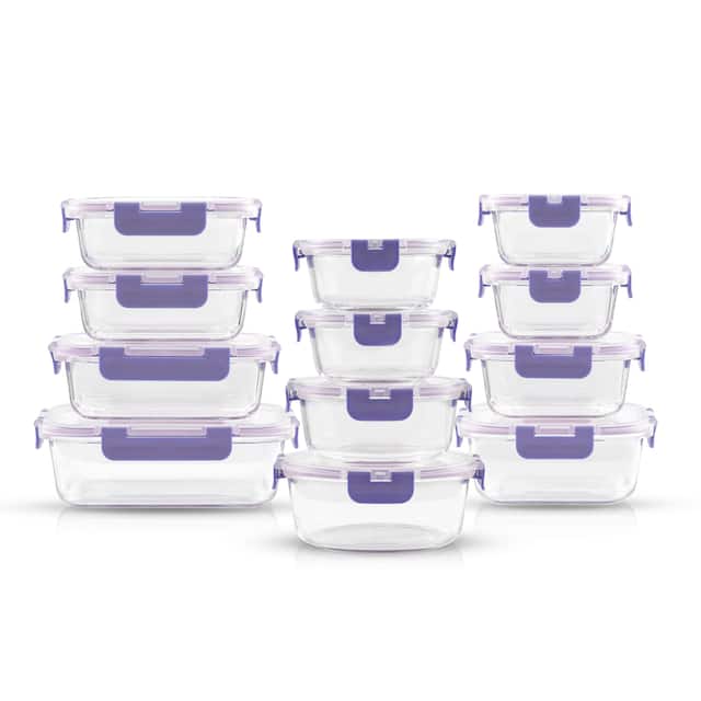 JoyFul 24 Piece Glass Food Storage Containers Set with Airtight Lids