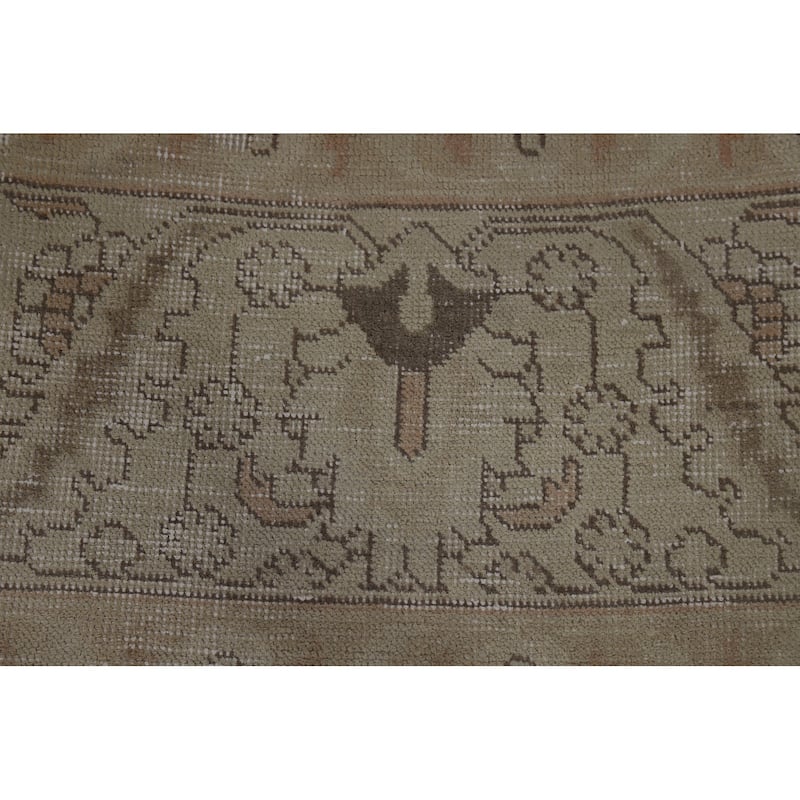 Distressed Tabriz Vintage Persian Rug Bedroom Hand-Knotted Wool Carpet - 9'10" x 12'10"