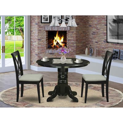 HomeStock 3-Pc Black Finish Solid Wood Top-Round Dining Room Set-Seats 4
