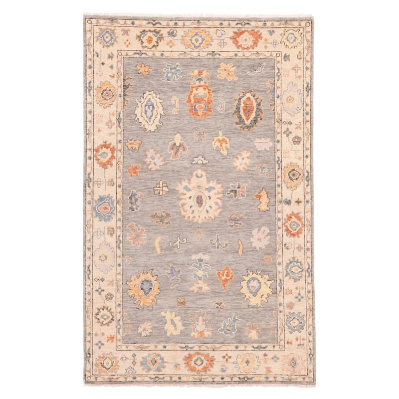 ECARPETGALLERY Hand-knotted Modern Oushak Grey Wool Rug - 5'0 x 7'11