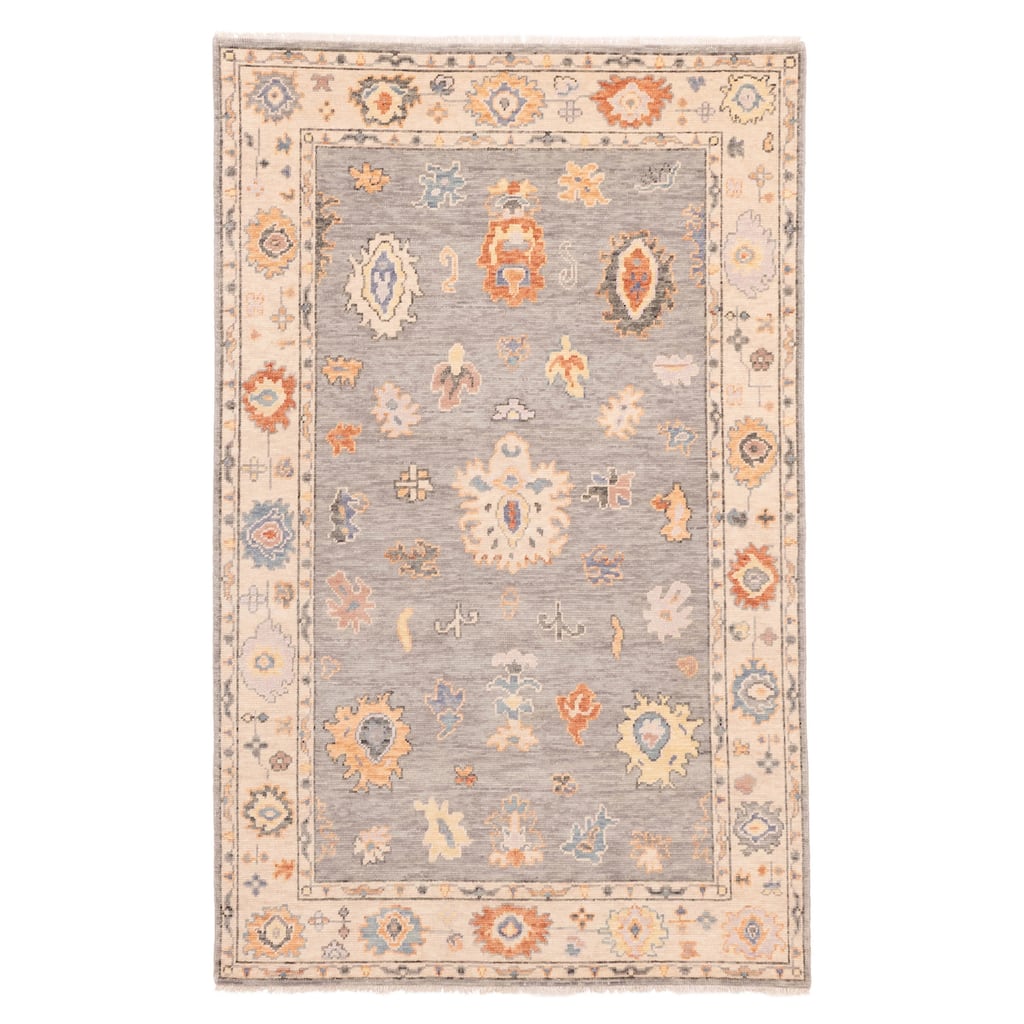 ECARPETGALLERY Hand-knotted Modern Oushak Grey Wool Rug - 5'0 x 7'11