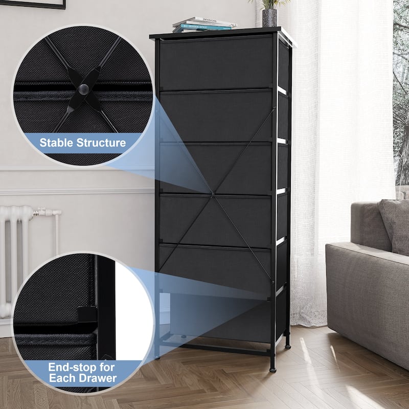 Crestlive Products 6 Drawers Vertical Dresser Storage Tower with Wood Top