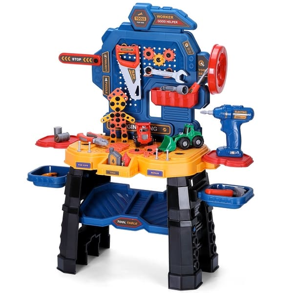 slide 2 of 7, Toddler Workbench Playset and Tool Set Play Tool Bench