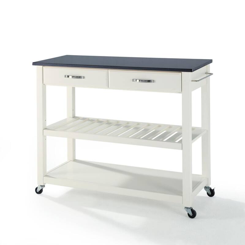 Kitchen Cart with Wine Storage - Portable Prep Station, Tiered Shelves, 18x42x36 Inch