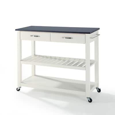 Kitchen Cart with Wine Storage - Portable Prep Station, Tiered Shelves, 18x42x36 Inch