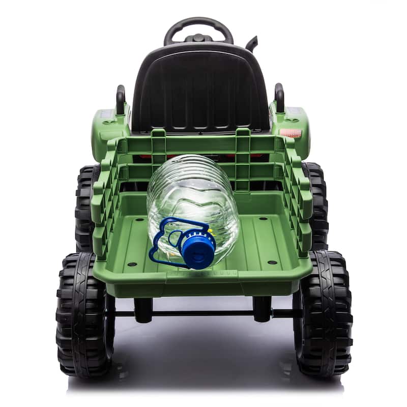 Ride on Tractor with Trailer, 24V Battery Powered Electric Tractor Toy, Electric Vehicle for Kids with 3 Speeds