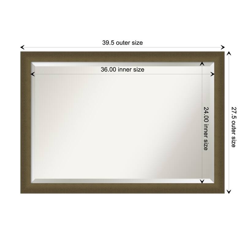 Blaine Narrow Beveled Framed Bathroom Vanity Wall Mirror - Blaine Light Bronze Narrow - Glass Size 36x24