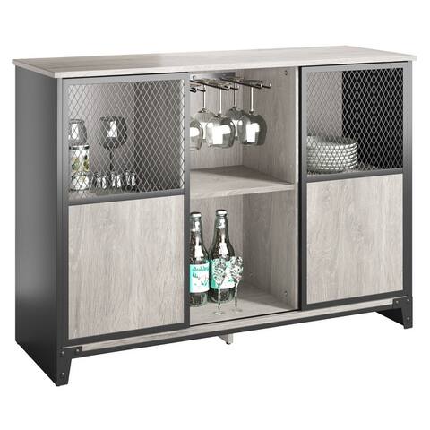 Industrial Bar Cabinet with Sliding Door and Adjustable Shelf