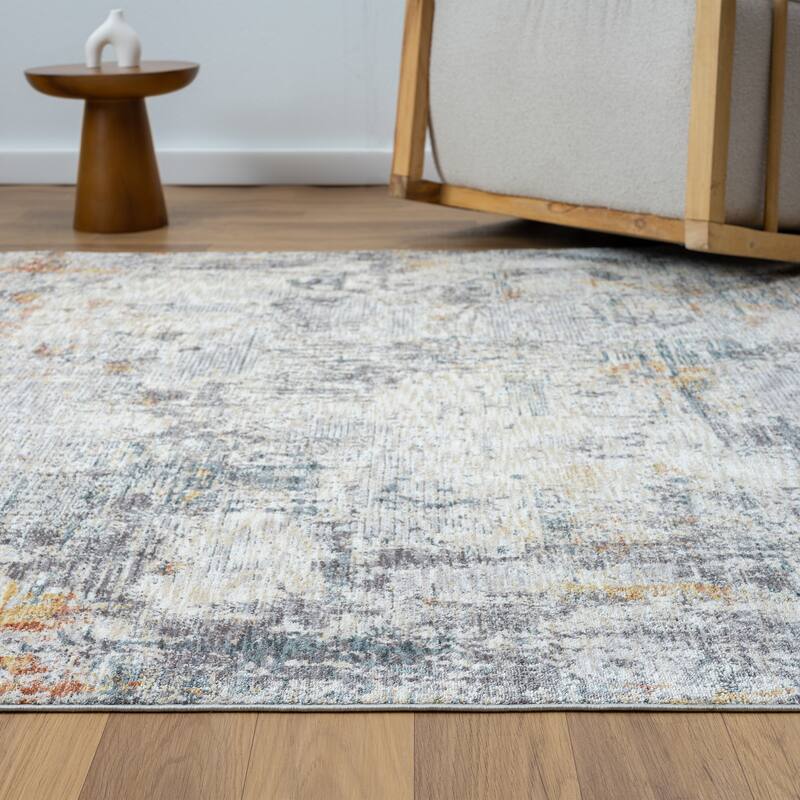 Reeves Modern Abstract Gray/Brown Performance Indoor Area Rug by Sevita