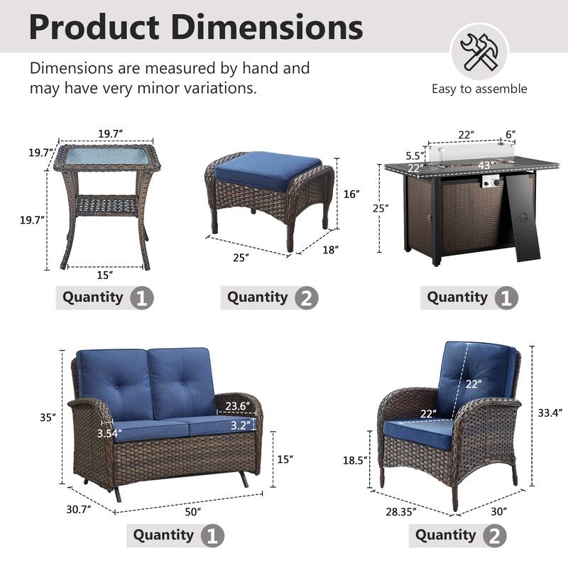Gymojoy Outdoor Fire Pit Conversation Set, Loveseat Glider Sofa & Chairs - Patio Furniture Set