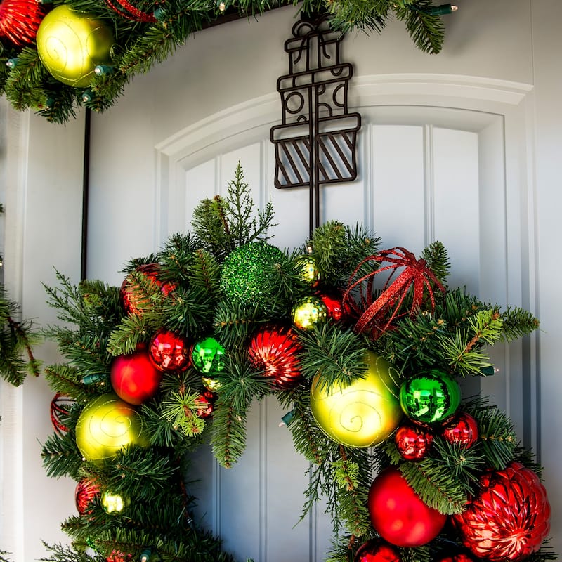 30 in. Lighted Christmas Wreath - Festive Holiday - Green
