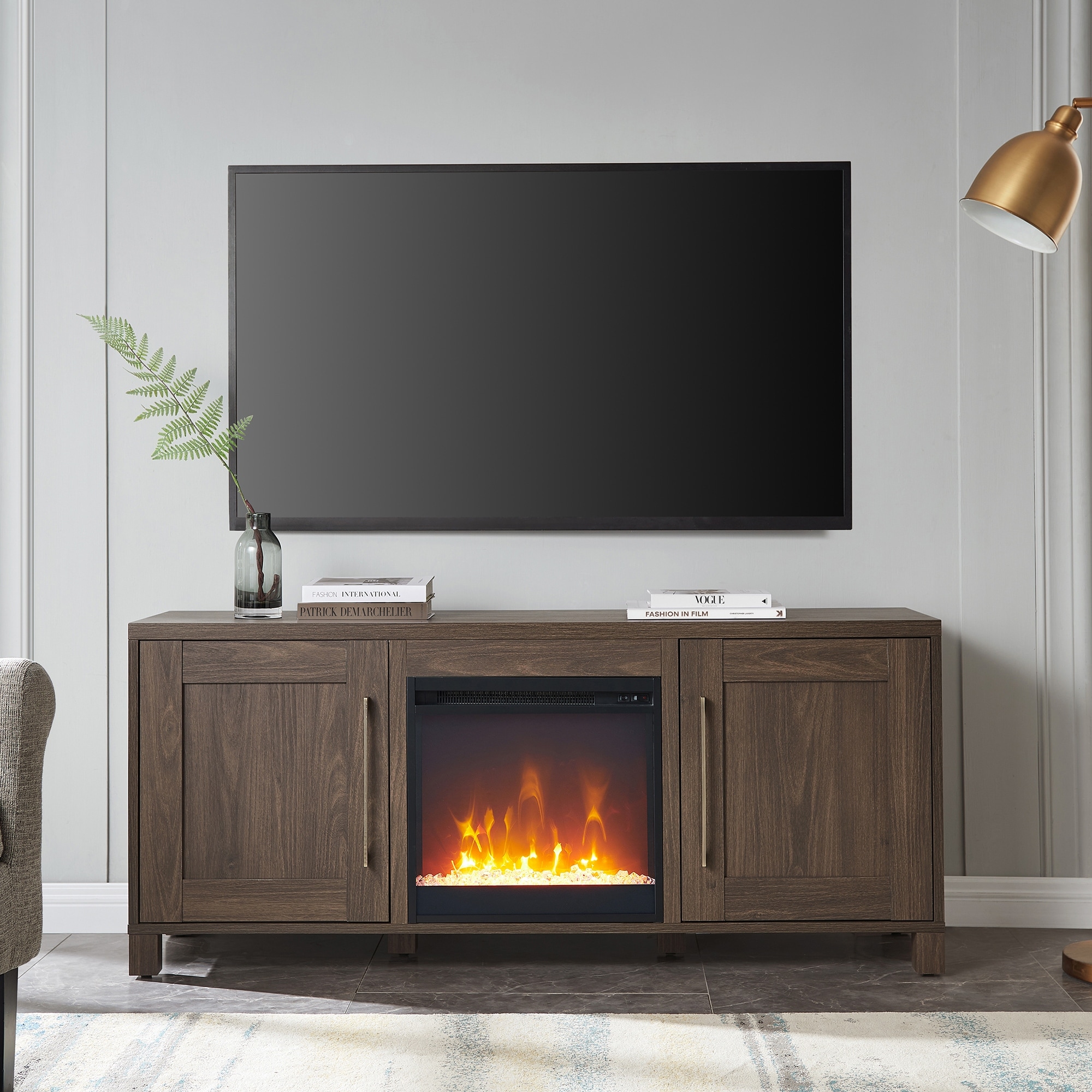 Crystal fireplace sales tv stand